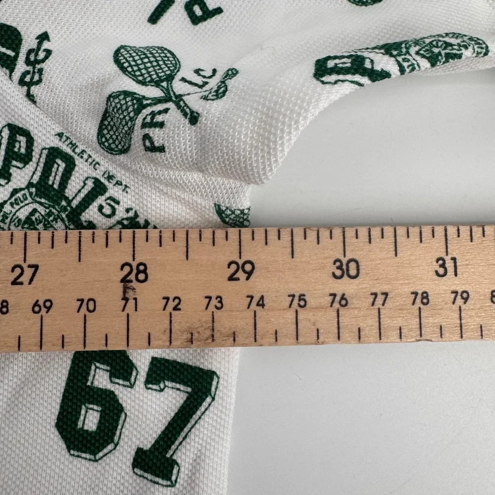 Polo Ralph Lauren Polo Shirt Mens 3XB White Green All Over Tennis Print NWT